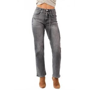 NEW SAIGE DENIM high rise relaxed straight jeans in gray